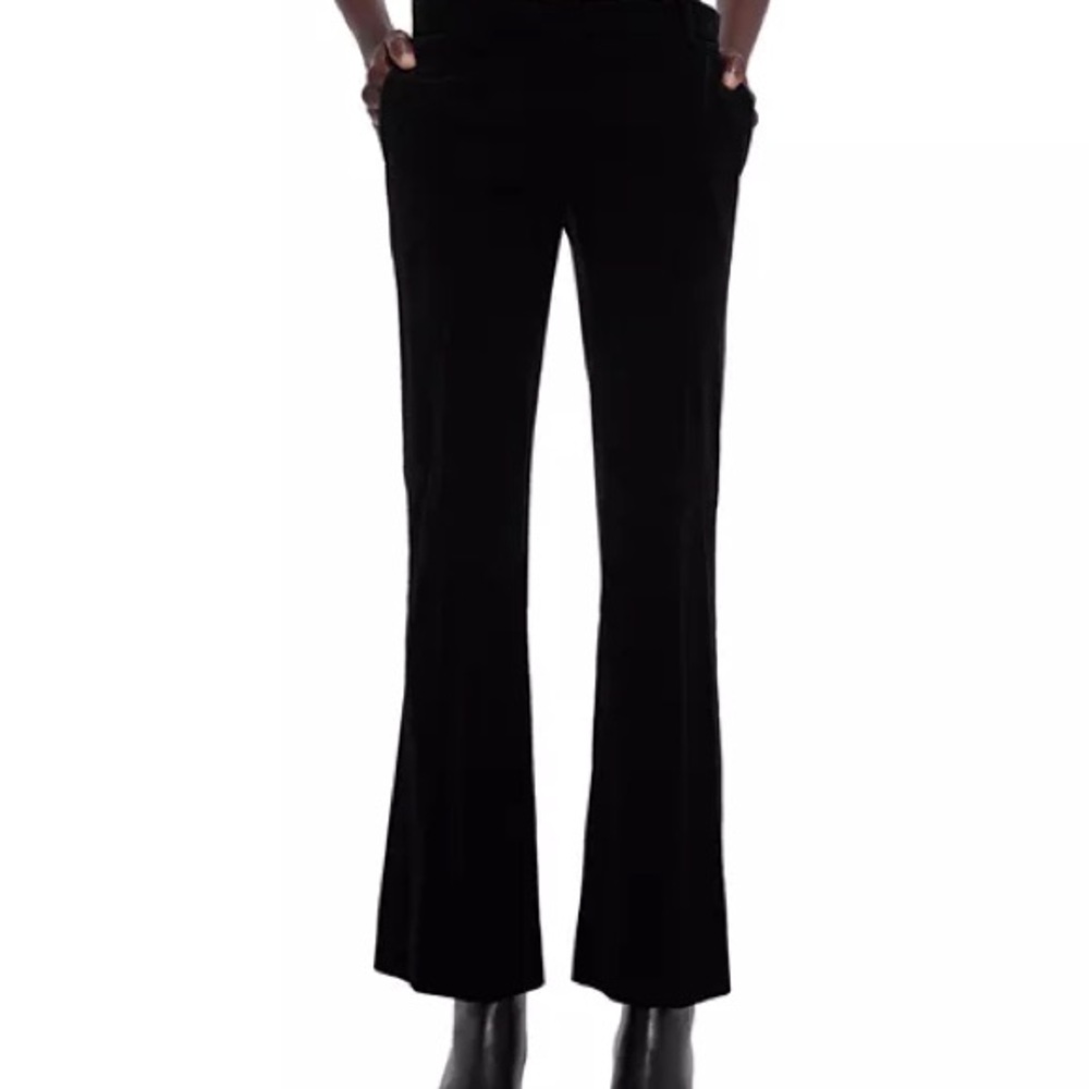 The Kooples Paris Black Velvet Trousers Womens XXS Slim Pants Cotton Blend NWT